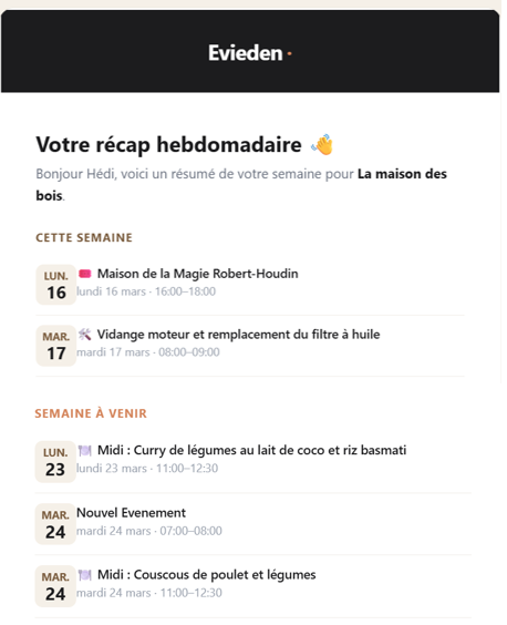 Newsletter hebdomadaire